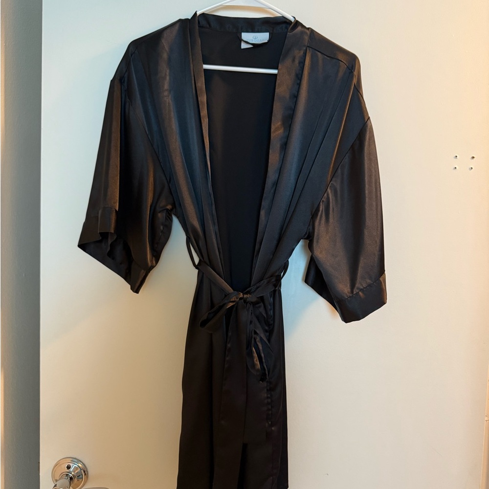 Elegant Black Satin Robe